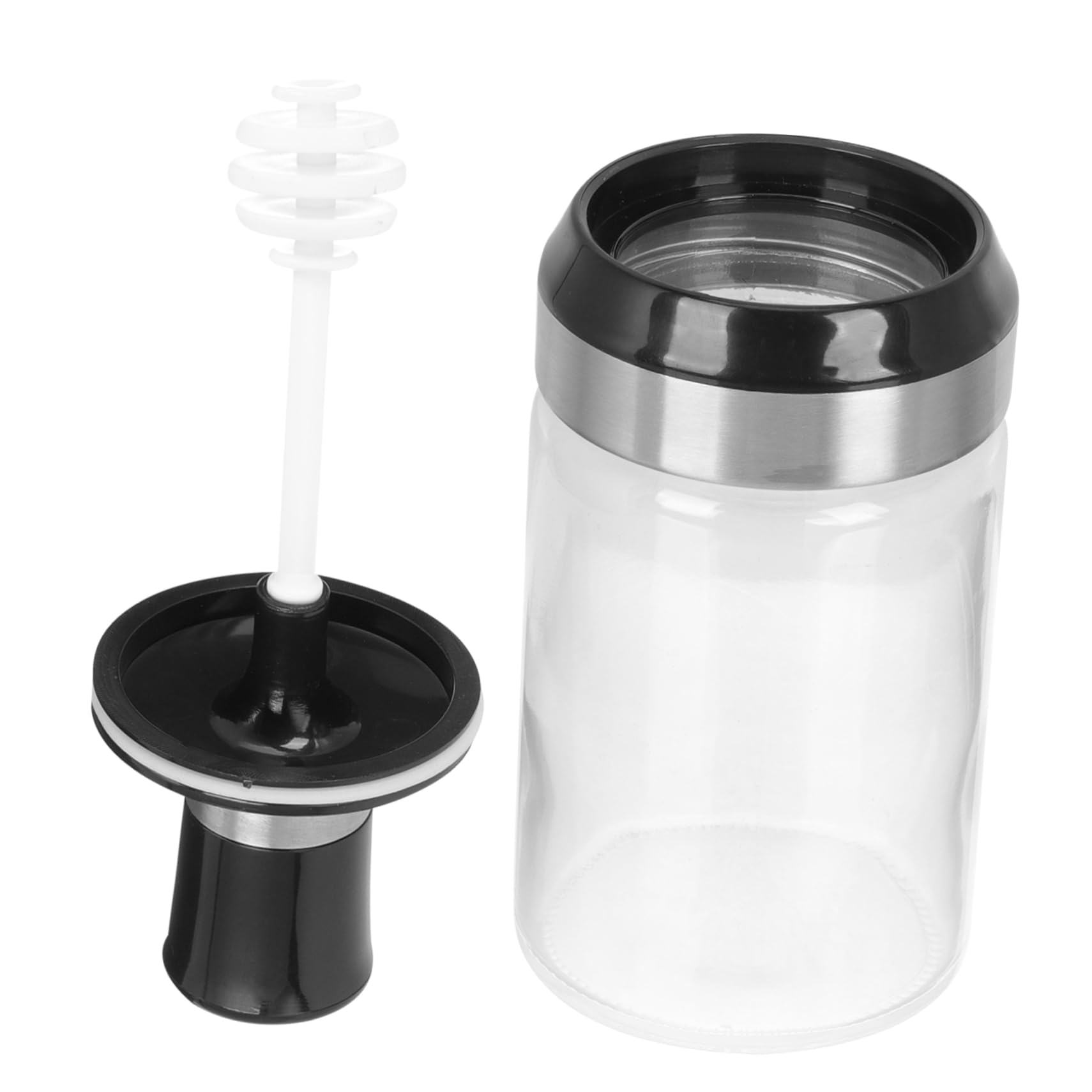 Cabilock Clear with Integrated Spoon Portable Honey Bottle with Sealing Lid for Kitchen Seasoning and Storage Practical Design for Easy Use and Cleaning