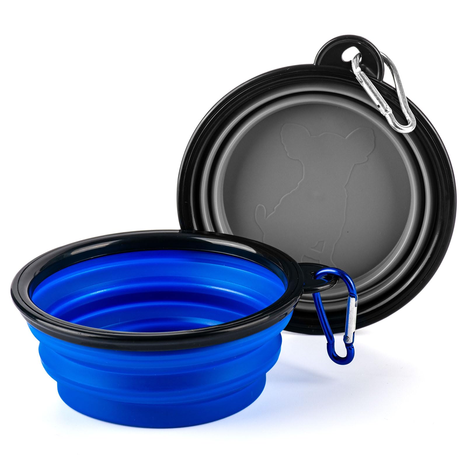 GWAWG 2PCS Collapsible Dog Bowls with Bottle Carrier,Travel Dog Water Bowl,foldable dog bowl with Upgraded Carabiner,Portable Silicone Collapsible Dog Water Bowl,Pet Food Feeding Bowl for Outdoor