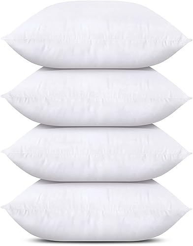 Utopia Bedding Throw Pillows (Set of 4, White), 18 x 18 Inches Pillows for Sofa, Bed and Couch Decorative Stuffer Pillow - 18x18 Inch (Pack of 4) - 4