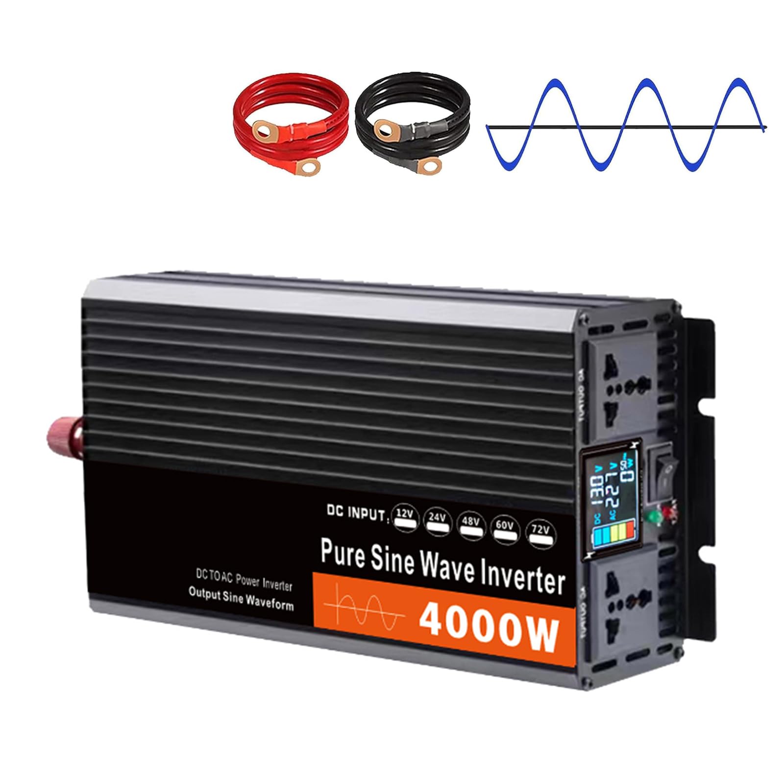 Onduleur onde pure 4000 Watts convertisseur haute efficacité avec double prise AC