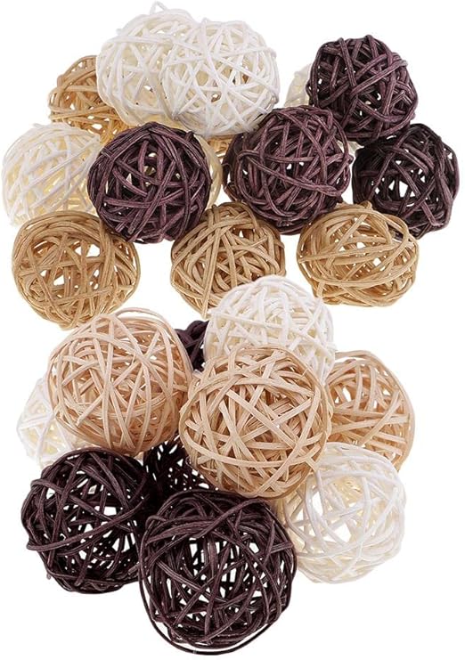 25Pack Large Wicker Rattan Balls Decorative Balls for Bowls, Vase