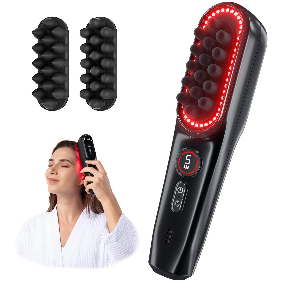 NAPRE Electric Scalp Massager,Head & Hair Massager Scalp Stress Relax,Cordless Handheld Muscle Massager with Horizontal Vibration for Face,Neck,Shoulder & Body