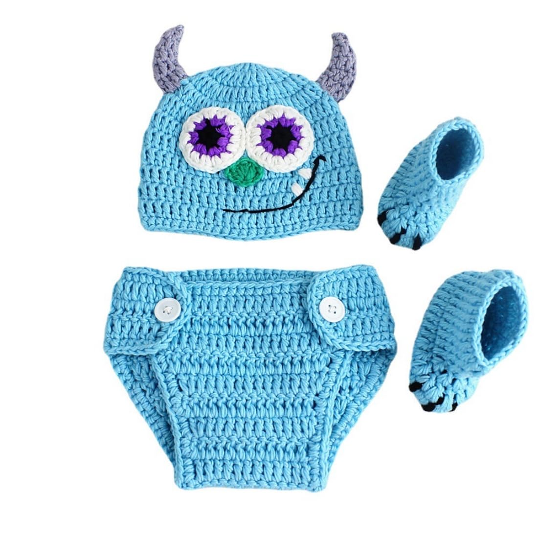 Vomdrok Newborn Photography Prop Baby Boys Girls Photoshoot Outfits Handmade Newborn Photo Knitted Pants Hat Photo Costume