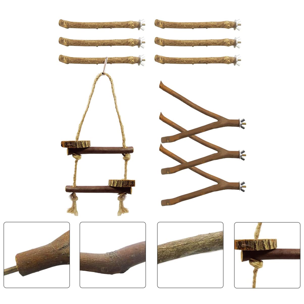 POPETPOP 30 Piezas Loro De Juguete Percha De Pájaro De Madera Juguetes De Pájaros Grandes Soporte para Jaula De Loros Puesto De Juego para Loros Percha De Paloma El Pájaro Xuan Feng