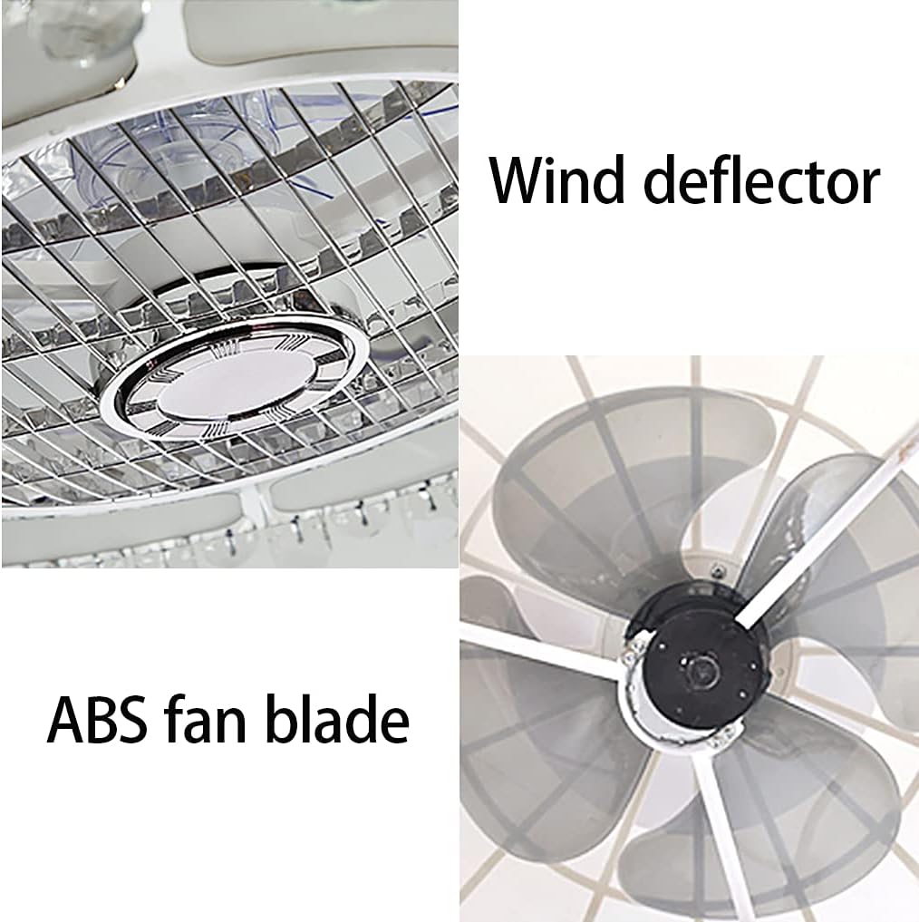 YUEGOO Fan with Ceiling Light,and Remote Control 3 Speeds Bedroom Led Dimmable Crystal Fan Ceiling Light with Timer Modern Living Room Quiet Ceiling Fan Light