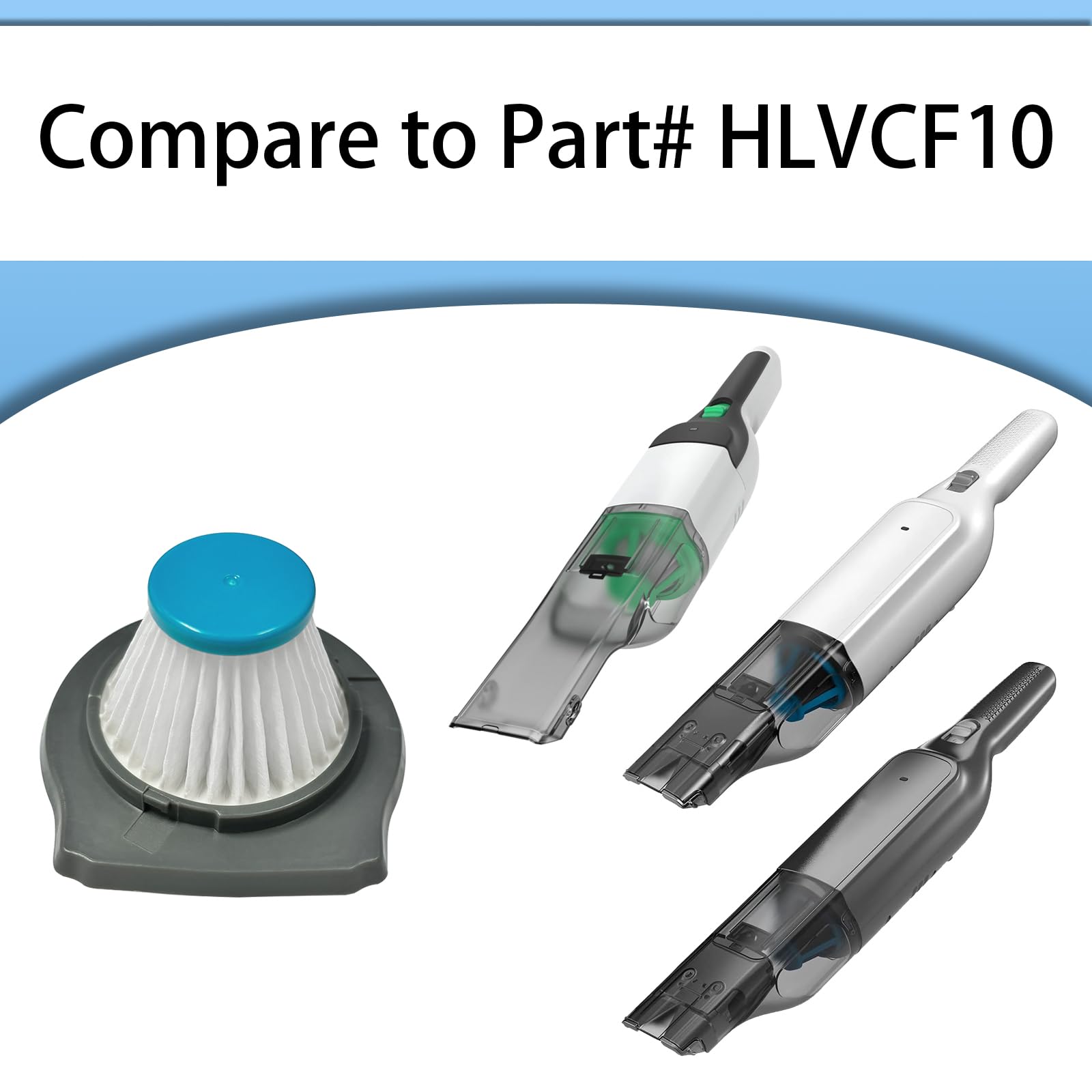 Filtro HLVCF10 compatible con modelos de aspiradora de mano BLACK+DECKER con HLVC+, REVHV8J: HLVC315J10, HLVC315B10, HLVC315B01, HLVC320J01, HLVC320B01, REVHV8J40, REVHV8J40W