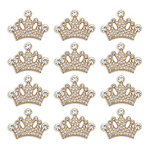 Rodvanvo 24 Piece Crown Jewelry Embellishment for DIY Handmade Hair Accessories Sneakers Clothes Party Decorations Gift Box DressRhinestone Alloy Appliques Decorative Home Decor (Gold)
