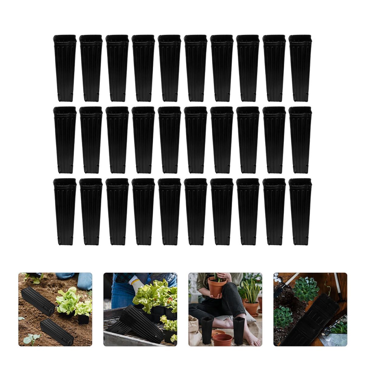 SOLUSTRE 60 Pots pour Semis Noirs en Plastique PP pour Arbres et Fruits, Gobelets de Culture Robustes Perméabilité à l'eau, pour Jardin et Pépinière
