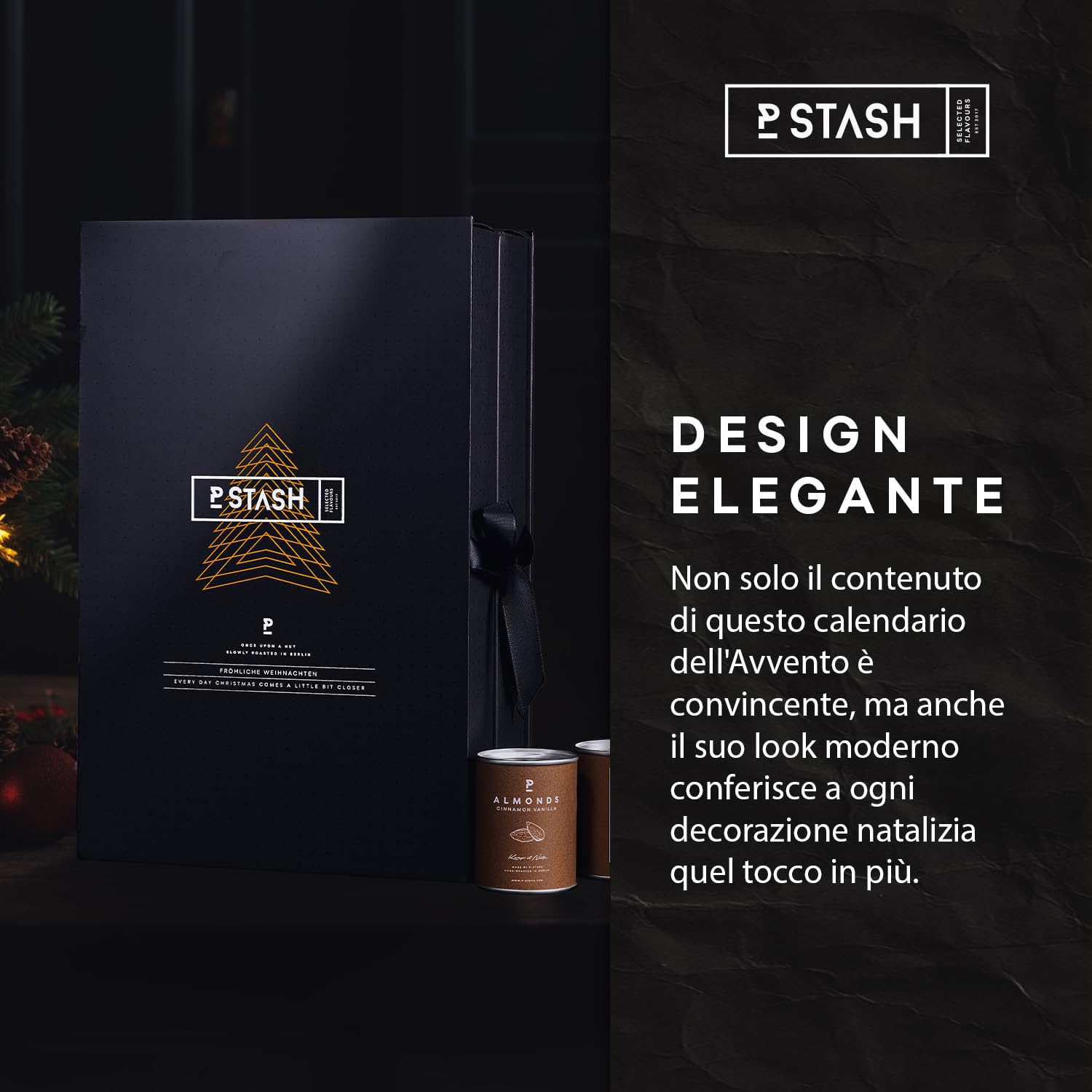 Calendario dell'Avvento P-Stash 2025 - Calendario di Natale con frutta secca e cioccolato - Pistacchi, mandorle, nocciole, arachidi e molto altro ancora. - Miscela di frutta secca con spezie uniche