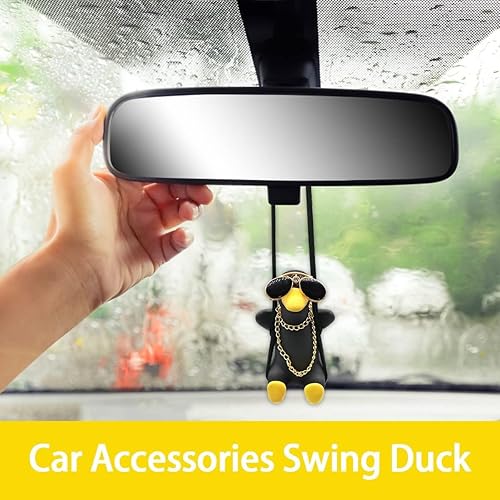 Miniatura 4 de Adorno colgante de auto de pato oscilante bonitos accesorios para colgar en el espejo retrovisor colgante de automóvil gafas de sol negras