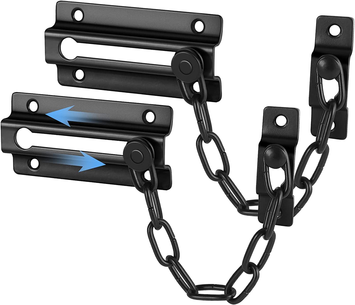 Door Chain Lock Door Latch, KOWVOWZ Stainless Steel Door Lock with 12 Screws, Sturdy Thickened Chain Locks for Inside Door, Child Proof Latch Lock, Additional Privacy and Security for Home (2Pack)