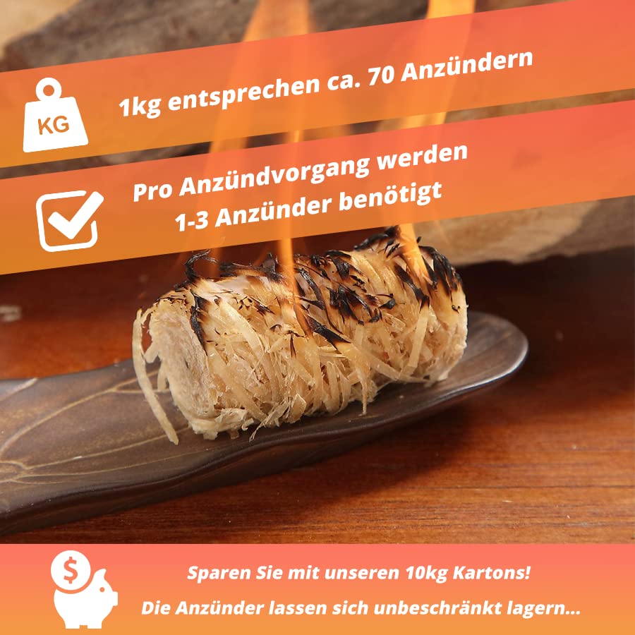 Ambideluxe Holzwolle Anzünder Kaminanzünder Ofenanzünder Grillanzünder Feueranzünder - Naturprodukt aus Wachs und… - Image 5