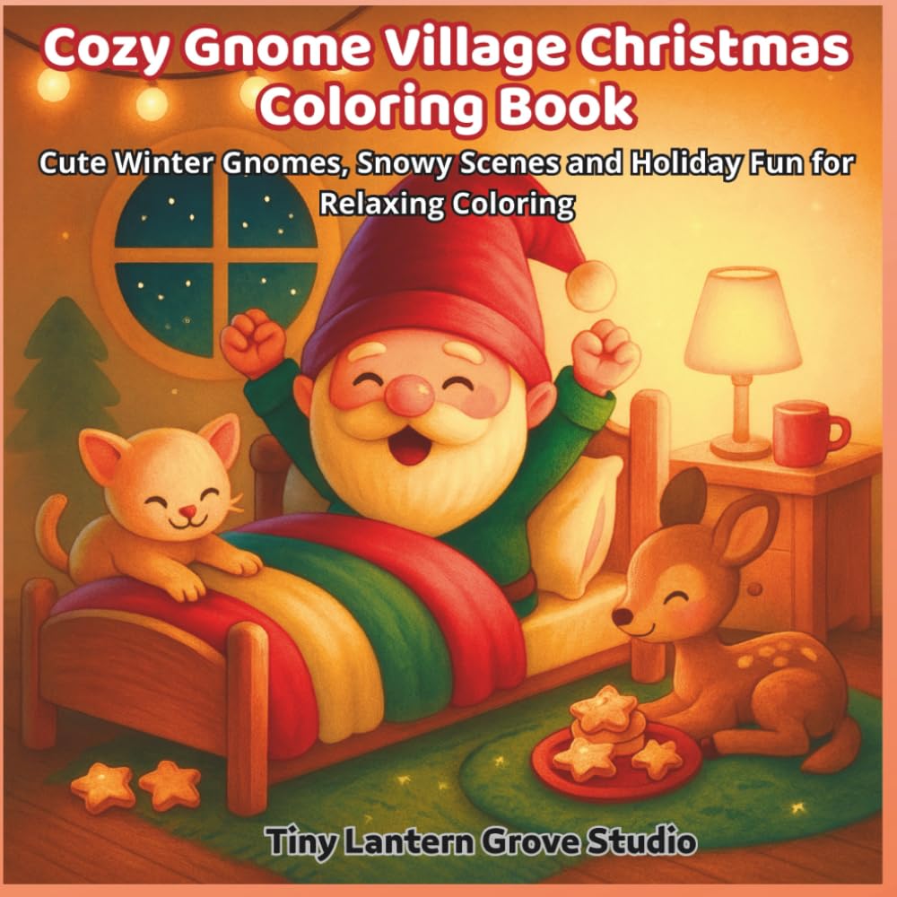 Cozy Gnome Village Christmas Coloring Book: Cute Winter Gnomes, Snowy Scenes and Holiday Fun for Relaxing Coloring