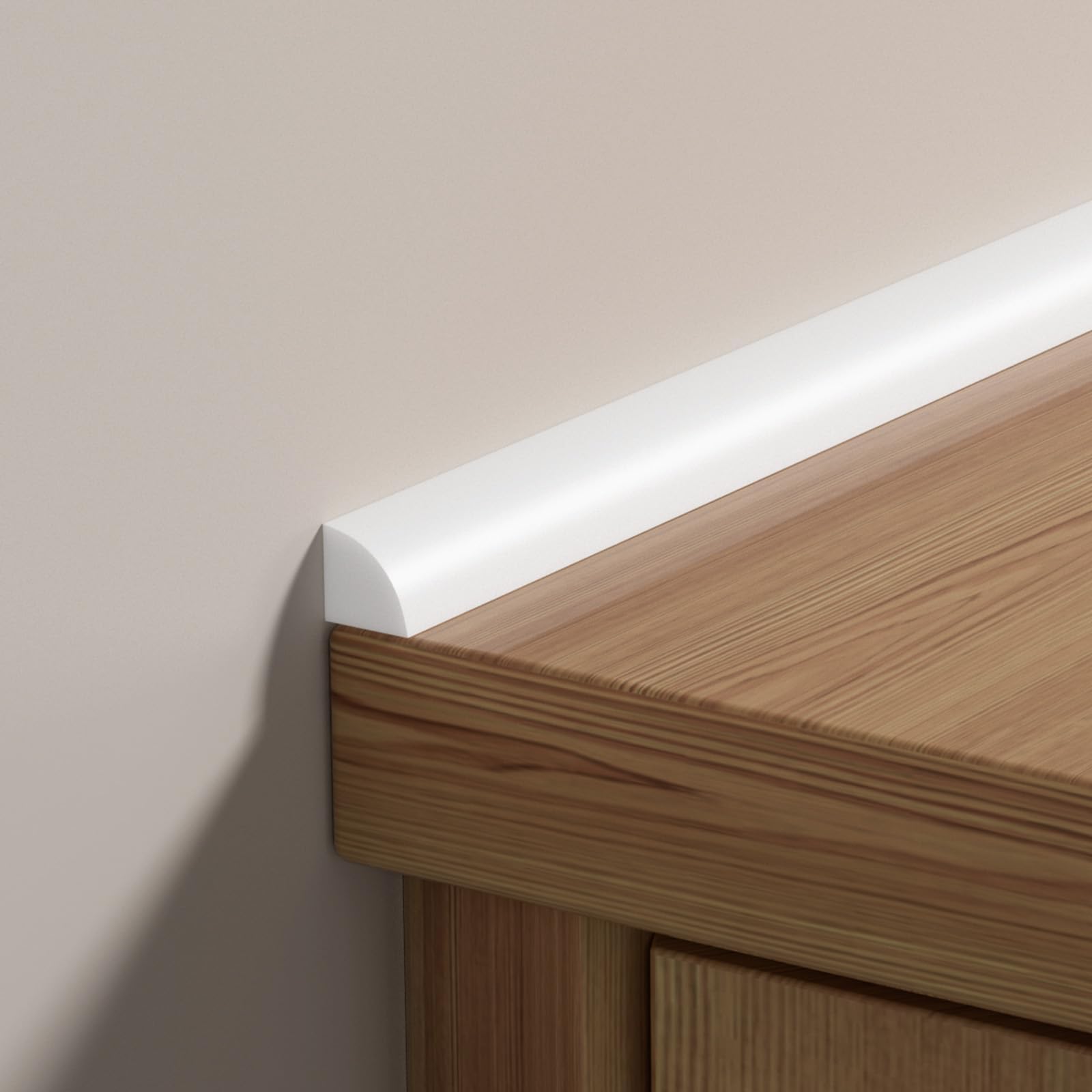 Photo 1 of 0.25" x 0.25" Slim Quarter Round Molding,20FT Self Adhesive Flexible Trim for Small Gaps, Countertop Wall Seam, Window Sill, Desk & Cabinet Edge, Peel and Stick Finishing Strip
