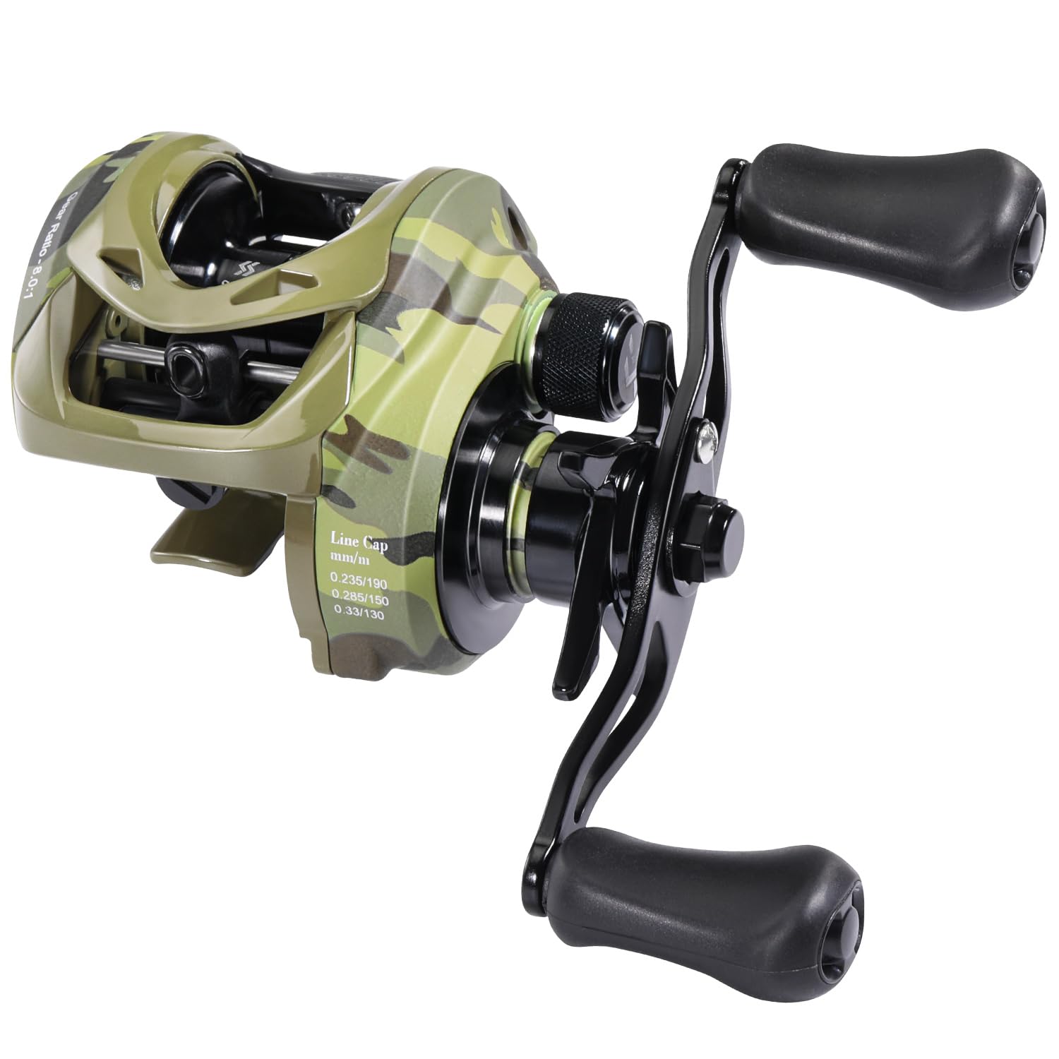 Sougayilang MAX Baitcasting Rolle 8.0:1 High Speed Gear Ratio Angelrolle 18LB Kohlefaser Drag Baitcaster Rollen mit magnetischem Bremssystem für Salzwasser Süßwasser Angeln