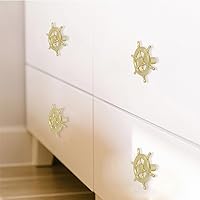 Vista 3 de 6 manijas de timón de barco, pomos de gabinete de timón de barco, perillas temáticas oceánicas, manijas de aleación de zinc, pomos de tocador