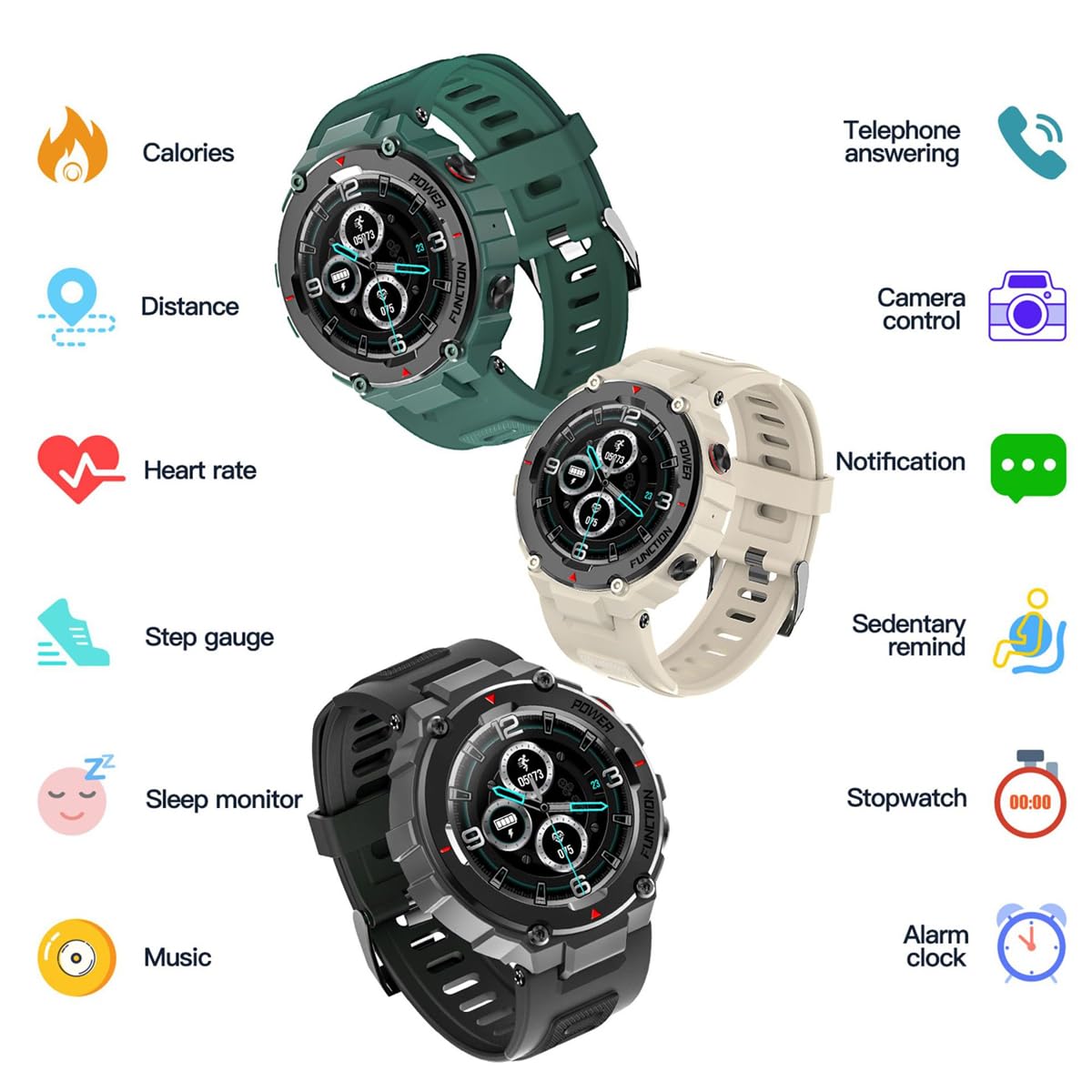 KANBUN Smartwatch dla mężczyzn i kobiet, monitor fitness z pulsometrem snu, 24 tryby sportowe, zegarek fitness, licznik kalorii, krokomierz, stoper, wodoodporny IP68, smartwatche, wspólny GPS, beżowy