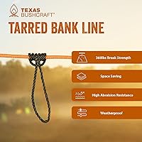 Vista 4 de Texas Bushcraft Tarred Bank Line Twine - #36 Cuerda de nailon negro para pesca, camping y supervivencia al aire libre – Cordón resistente