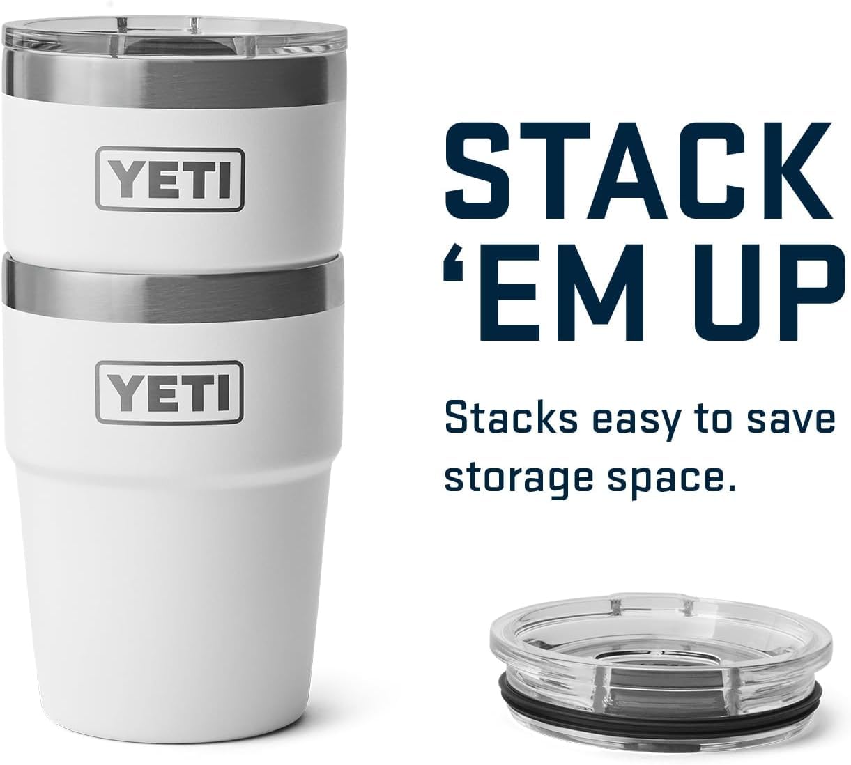 YETI Rambler 16 oz (473 ml) Stackable Cup with Removable Magslider Lid, Stainless Steel Vacuum Insulated Coffee Cup, White - Image 4
