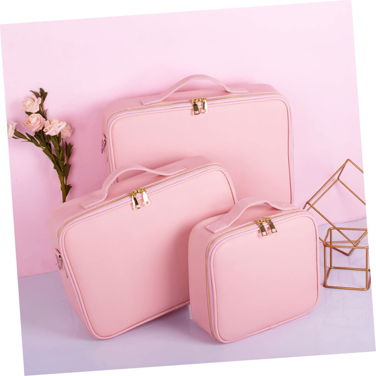 Kosmetiktasche mit Verstellbaren Fächern und Reißverschluss Kosmetikbeutel für Make-up und Beauty-zubehör Großes Aufbewahrungsetui für Reisen und Zuhause