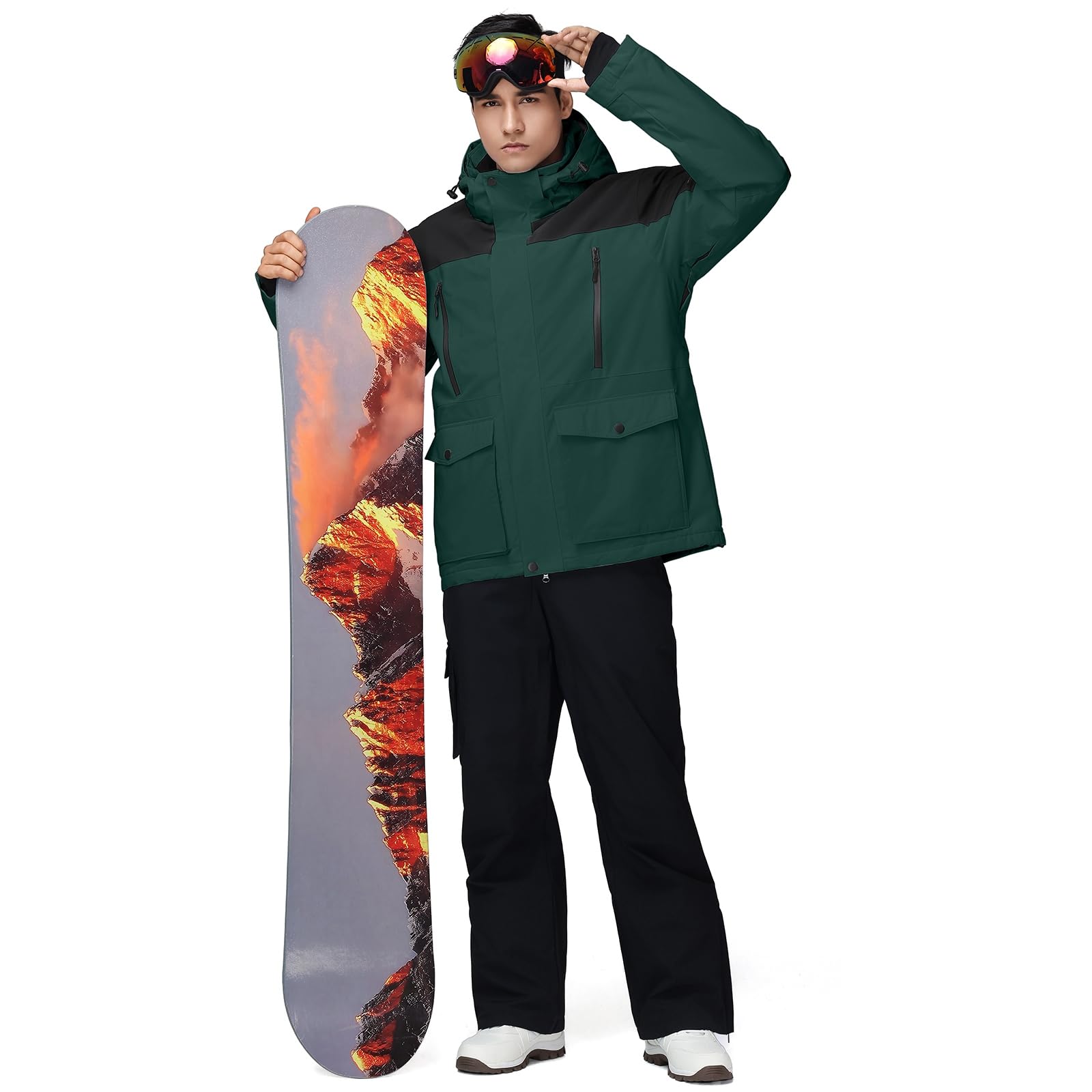HOTIAN Conjunto de chaqueta y pantalones de esquí para hombre, traje de nieve de invierno, cálido, impermeable, a prueba de viento, ropa de esquí y snowboard