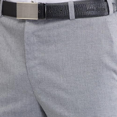 Image of Raymond Men Slim Fit Structure Pattern Polyester Blend Flat Front Formal Trouser