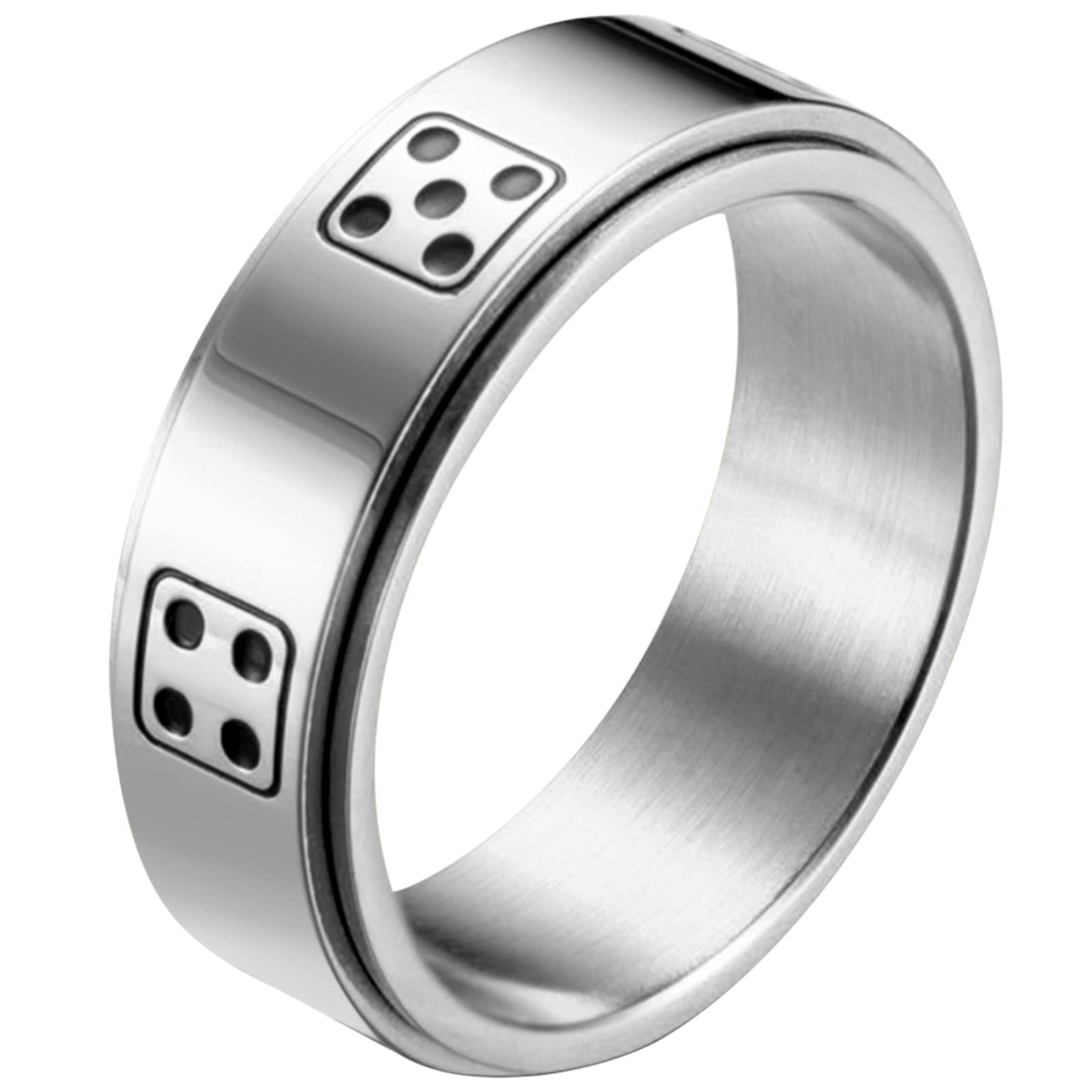 JewelryWe Pierścionek spinningowy ze stali nierdzewnej, pierścionek z kartą do gry, Pik Ass Poker, pierścionek antystresowy dla kobiet i mężczyzn, pierścionek zaręczynowy