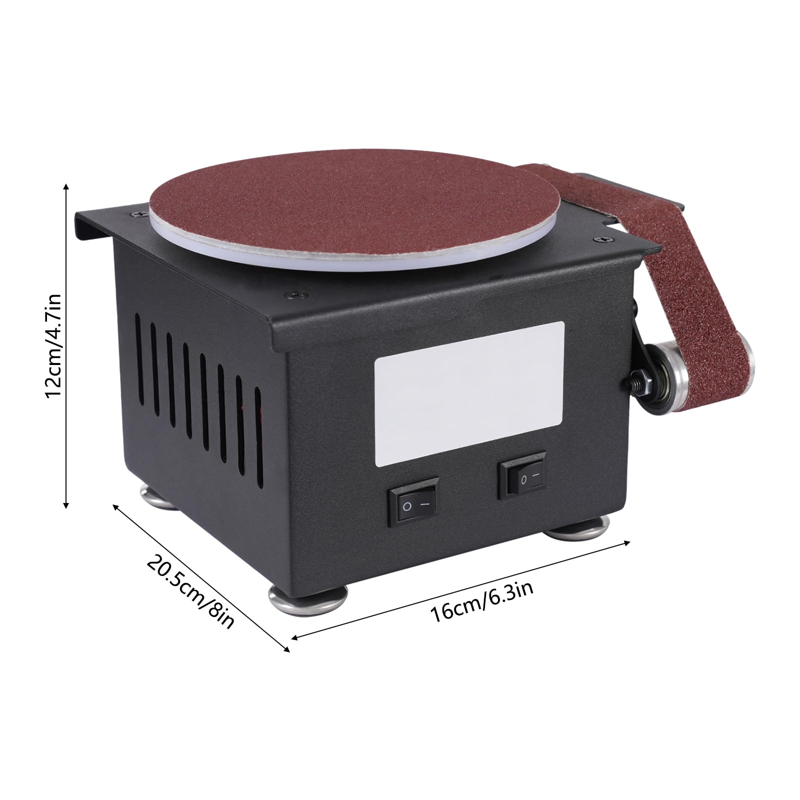 Mini banda y lijadora de disco 3 en 1, 100 W, 7 velocidades variables, afilador de bordes eléctrico, disco de lijado de 150 mm, cinturón de arena, 30 x 380 mm, lijadora de husillo para acero