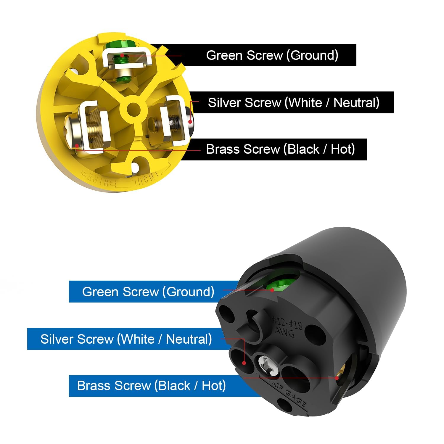 ThunderWay Lot de 10 fiches et connecteurs électriques de rechange pour rallonges mâles et femelles, 15 A 125 V, type de mise à la terre, NEMA 5-15P et 5-15R, 3 broches, noir
