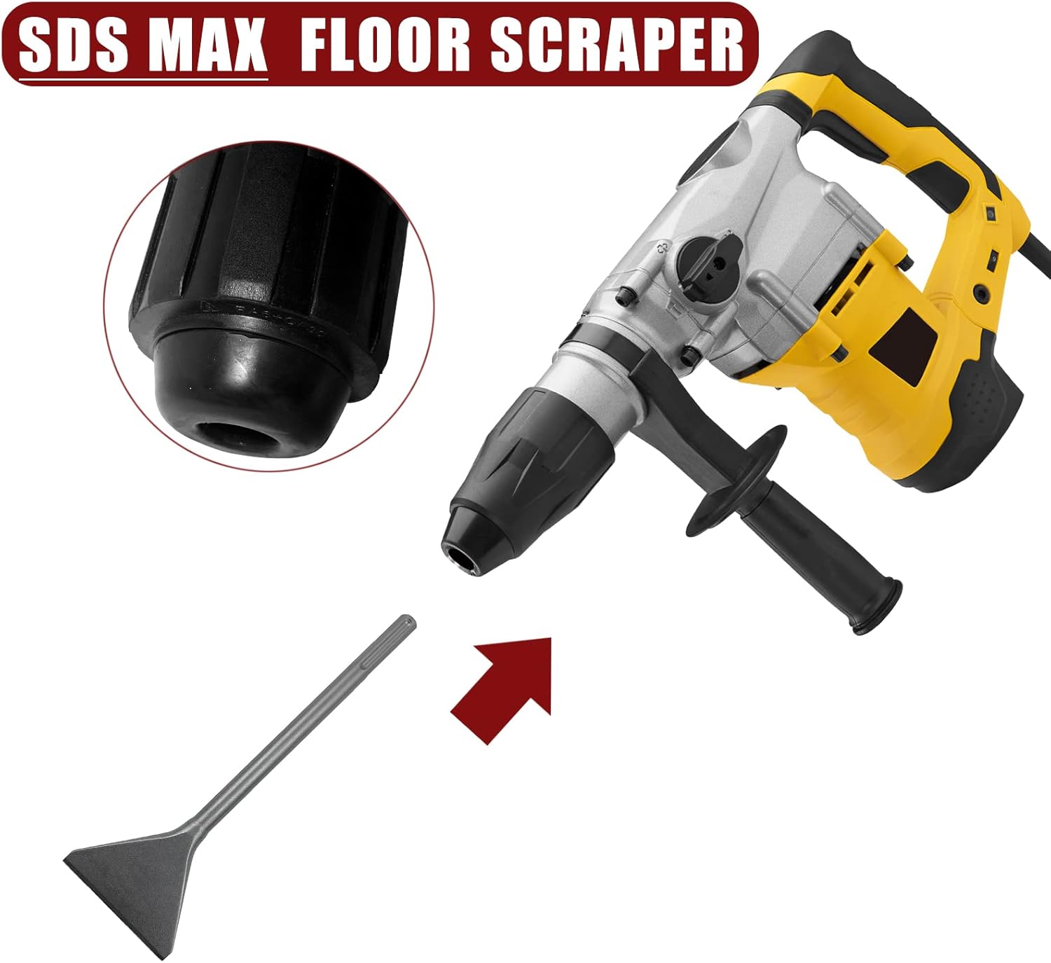 JACKCHEN 6 Inch Wide Tile and SDS-Max Shank, 6" x 15" Remove Chisel, 40Cr Steel Jackhammer Bit,Suitable for SDS-Max Rotary Hammer Drills