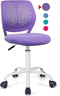 POWERSTONE Kids Desk Chair, Cute Office Chair Small Adjustable Swivel Task Chair Armless Writing Desk Chair for Teens Boys Girls (Purple)