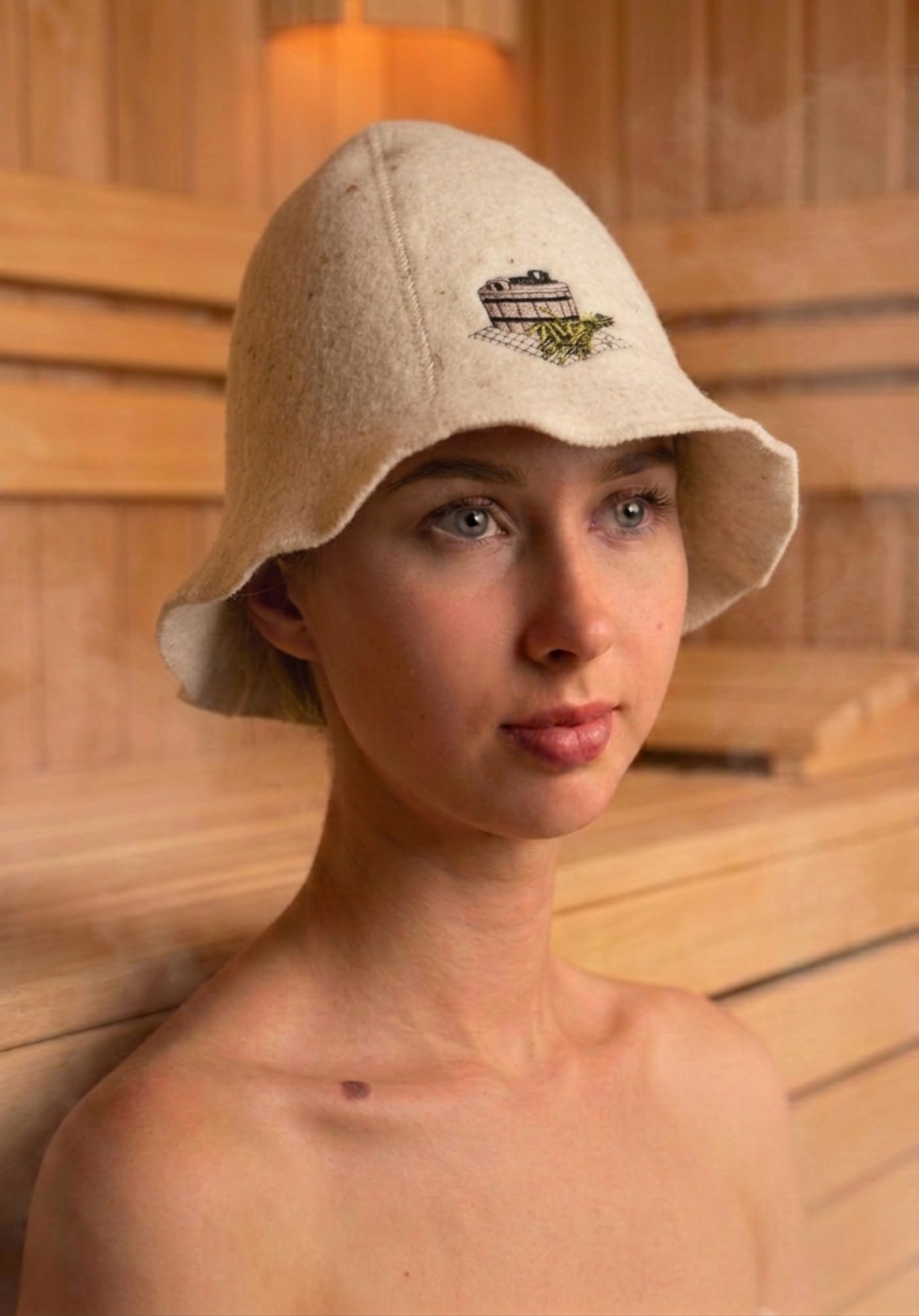 Gorro para Sauna (100% Lana Bicolor, con Bordado)
