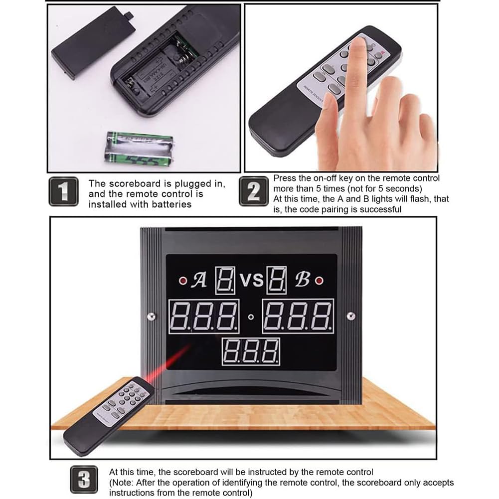 Tabellone segnapunti elettronico per snooker e biliardo con telecomando, conteggio interno, display digitale LED multifunzionale per un punteggio accurato e facile da usare