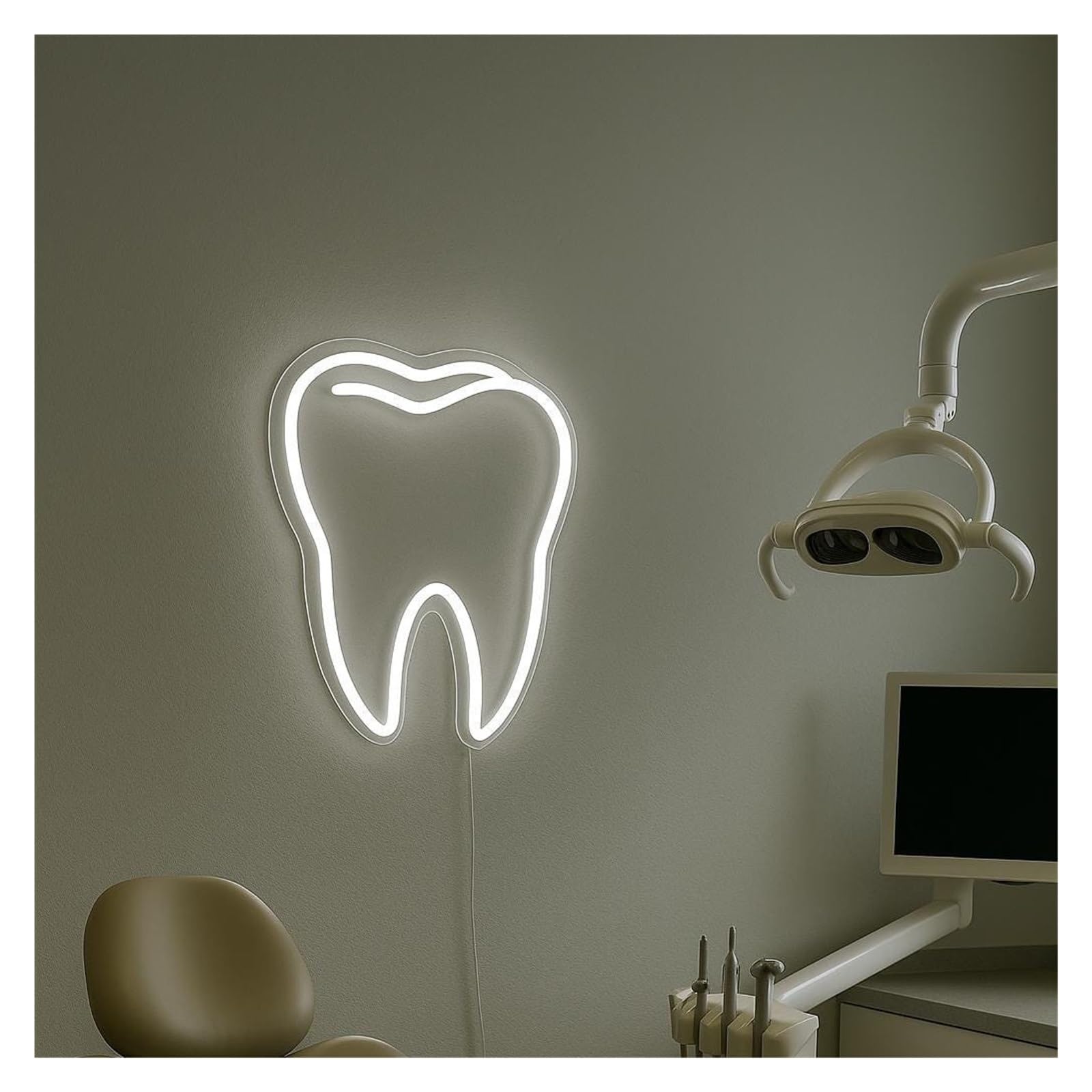 SHOUXI Sign Lamp Tooth Neon Sign, Suitable for Dentist Office Wall Decor with Dimmable 38cm