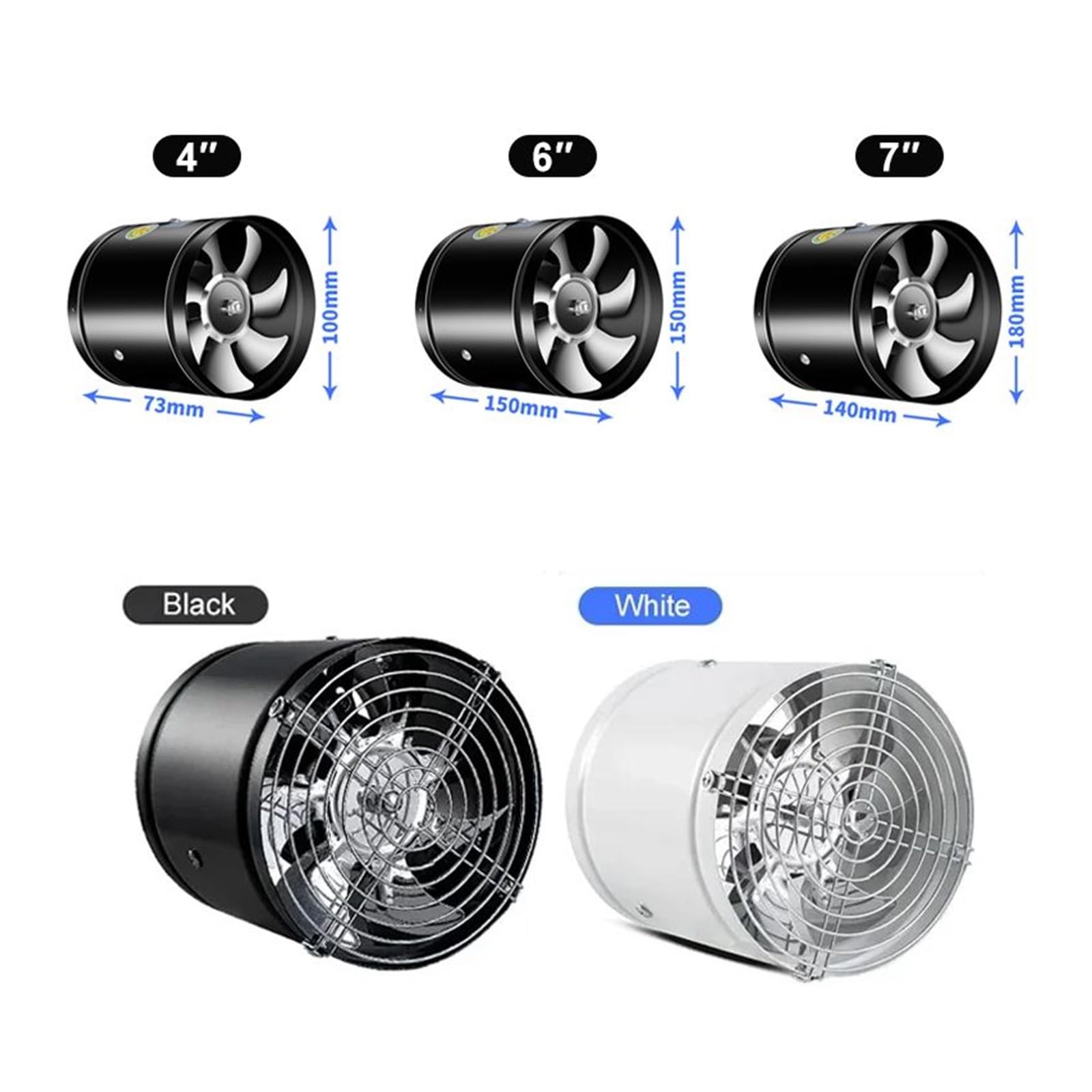 4/6/7 ''Pollici Ventilatore Di Scarico Circolare Multifunzionale Potente Ventilatore Di Scarico Condotto Muto Cucina Domestica La Di Ventilazione Di Scarico Fumi(6 Inch)