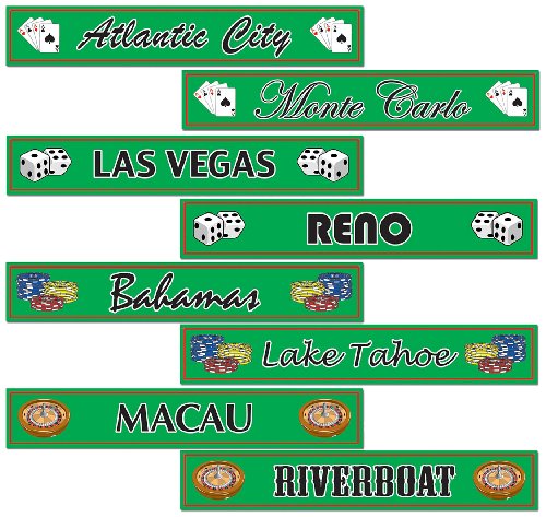 Gambling Destination Street Sign Cutouts Party Accessory (1 count) (4/Pkg)