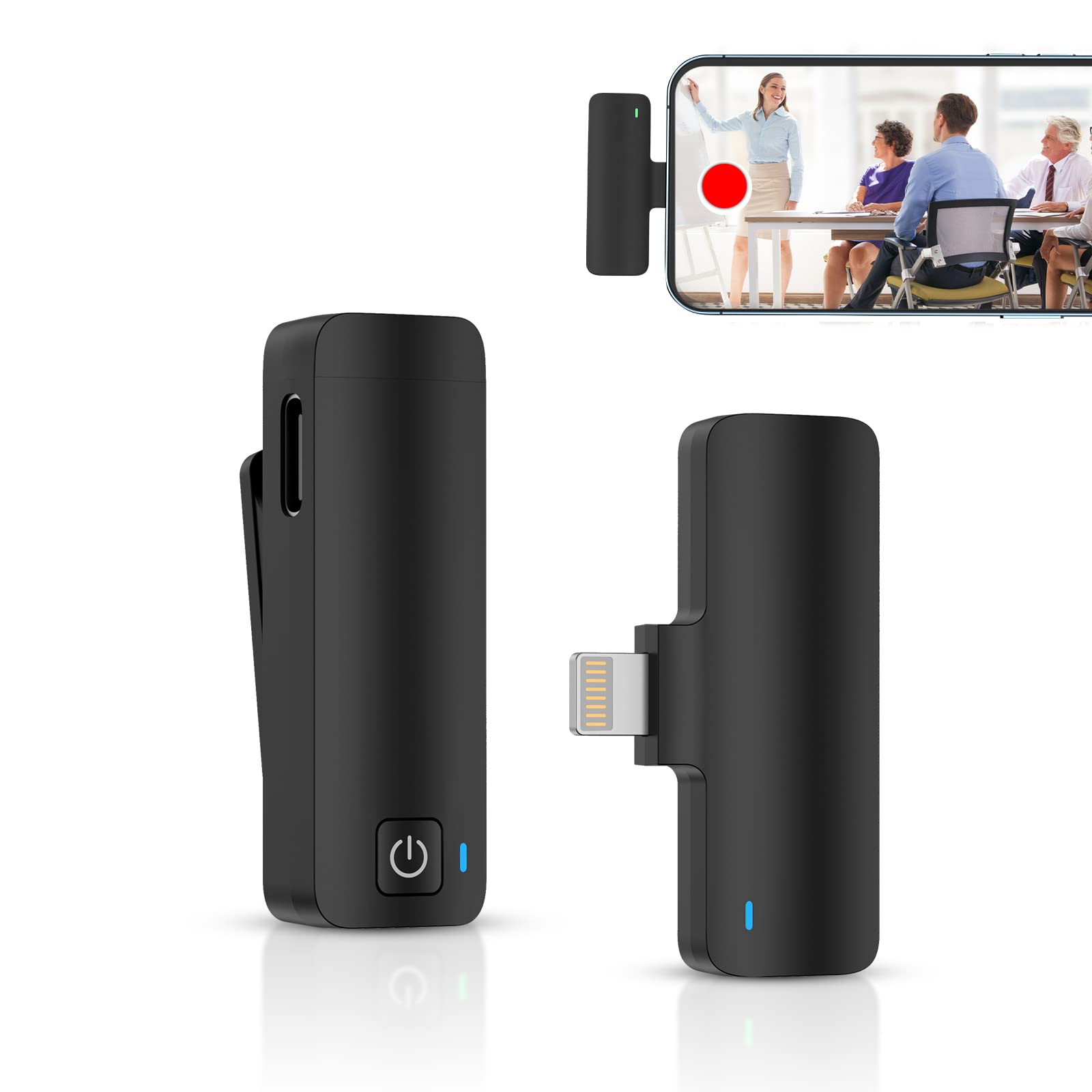 PAMAWEL Wireless Microphone for iPhone iPad, Mini Microphone, Wireless Microphone with Builtin