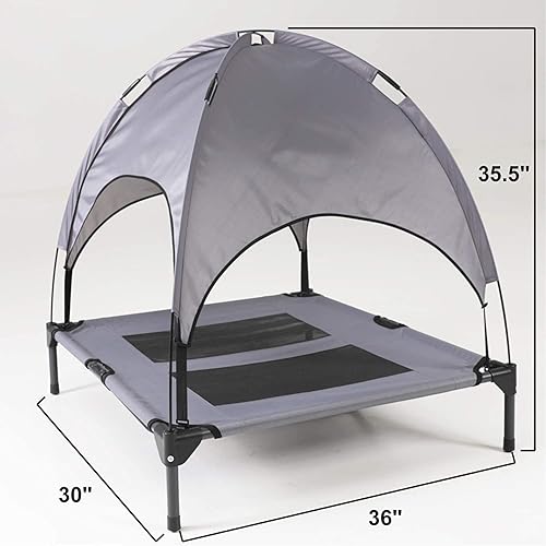 Miniatura 2 de PawfectPals Cama y cuna para mascotas de camping elevada, resistente al agua, con sombra desmontable para uso en interiores y exteriores (grande)