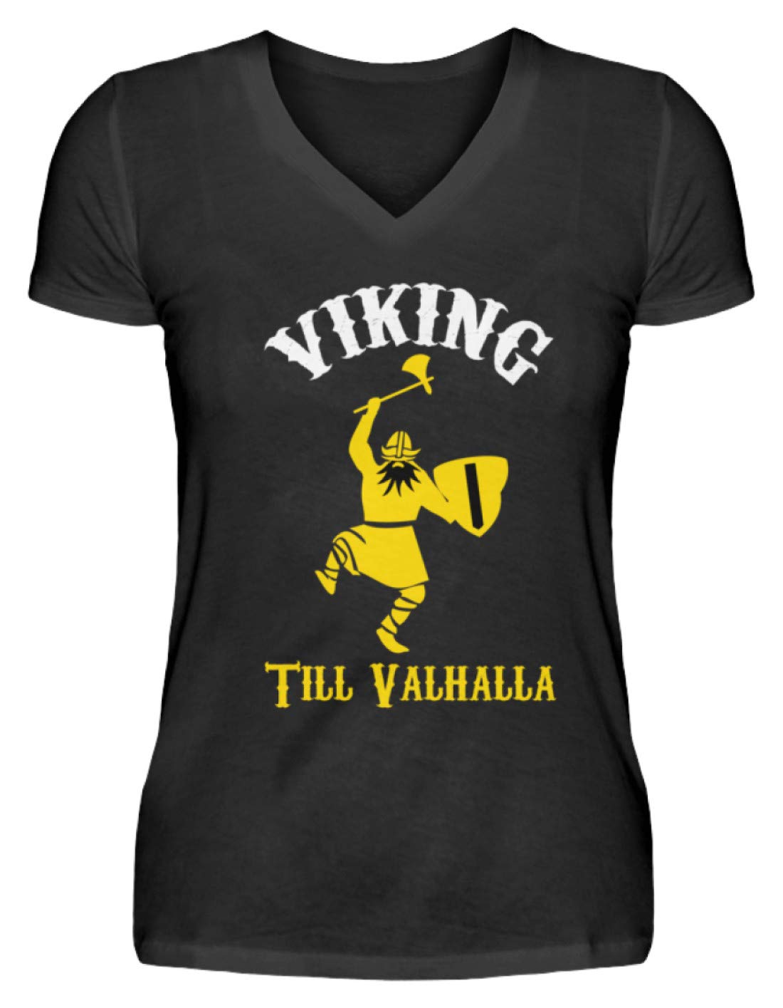 generischGeneric Viking Till Valhalla Viking to Walhalla (up to Death) Odin Thor Asgard V-Neck Women's Shirt - Black - M