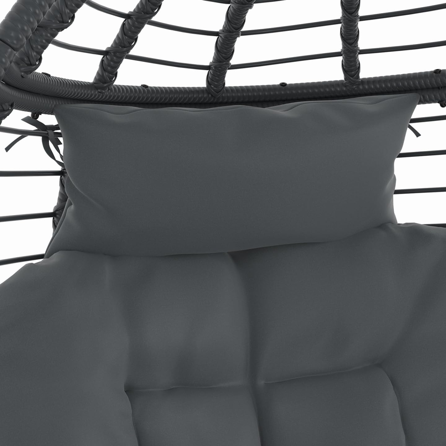 IDMarket - Fauteuil Oeuf sur Pied ajouré Gris Effet rotin avec Coussin Gris