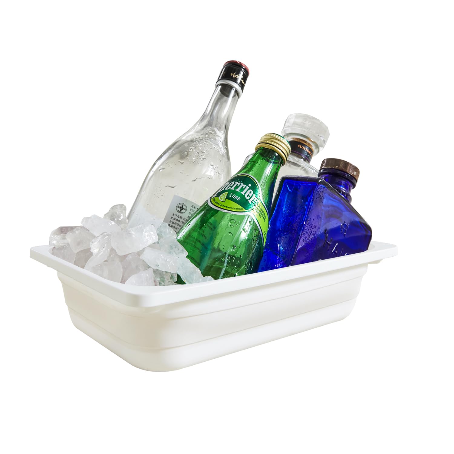 Beright Collapsible Storage Bin, Wash Basin Folding Dish Tub Sink, Space Saving for Dishing, Fruit and Camping, Hiking and Home, White, Large, 1 Pack