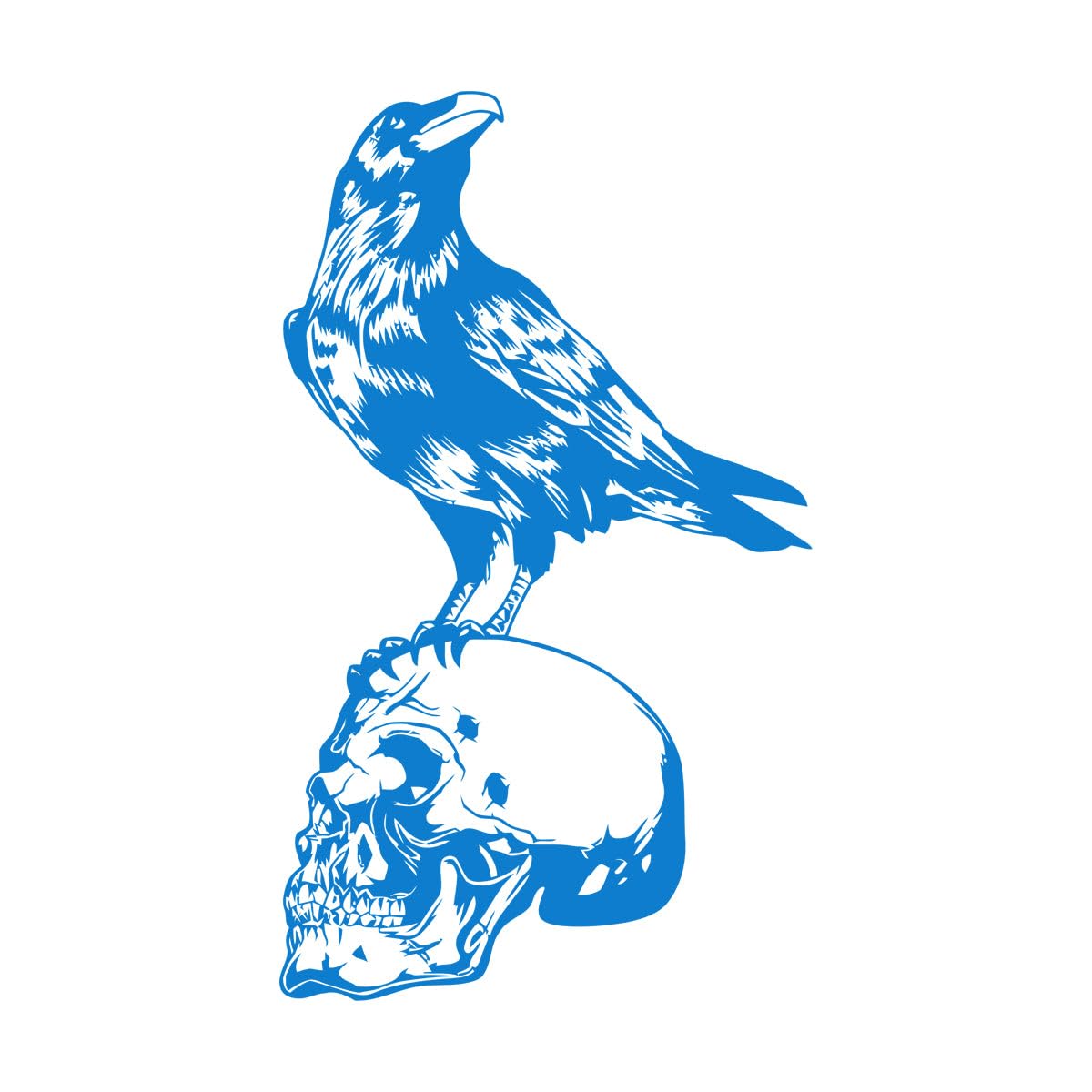 Vinyl Wall Stickers Bird Raven Skull Skeleton Gothic Style 48x80.3cm Art Mural Painting Large Blue