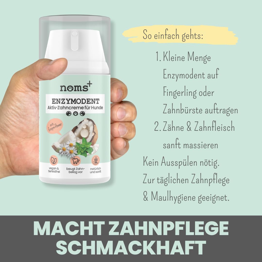 noms+ Enzymodent Enzymatische Hundezahnpasta mit natürlicher Pflege- und Präventionsformel gegen Mundgeruch und Zahnstein beim Hund