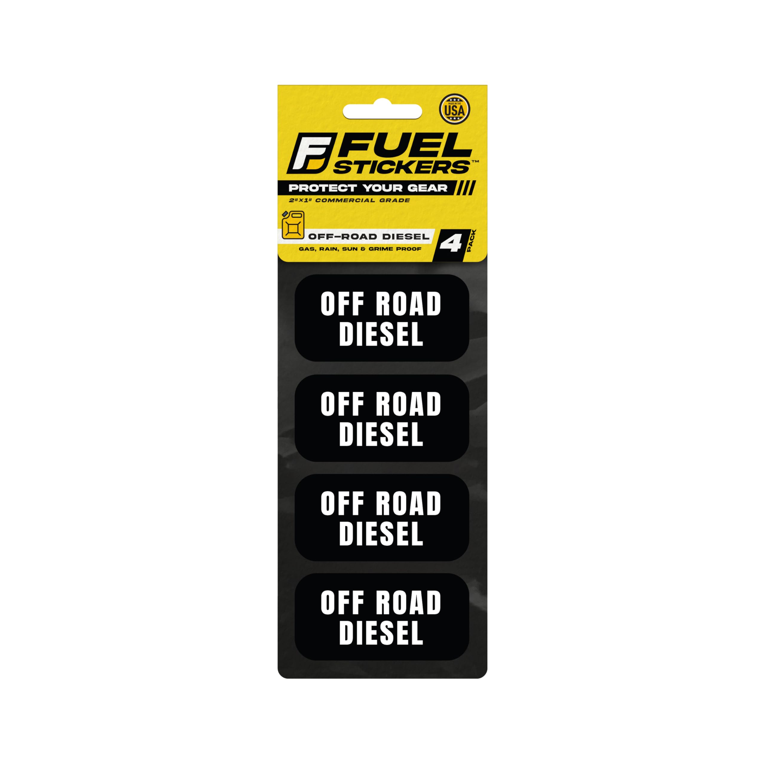 Off Road Diesel Sticker - Tractors, Construction, Agriculture, and Heavy Equipment - Weather Proof, Extreme Stick, Commercial Grade Labels by Fuel Stickers - USA Made (2x1 inch), 4 Labels