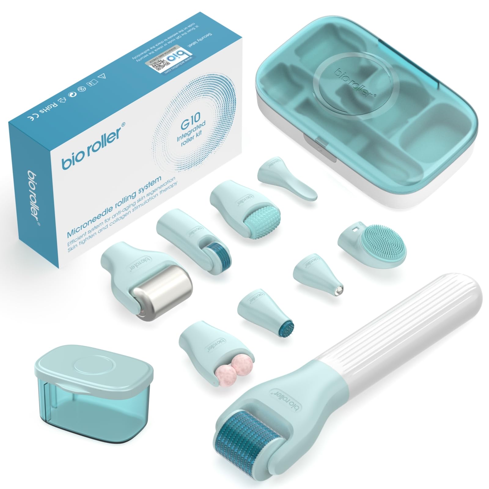 Derma Roller 1,5 mm/1,0 mm/0,5 mm, Kit Microneedling 10 in 1 per cura della pelle/massaggio/pulizia, Beard Roller 720 Ago di Titanio, Rullo a Microneedling per rughe, smagliature e cicatrici