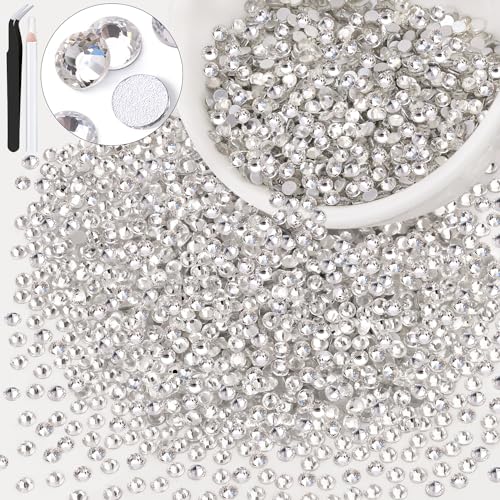 Image of 5000PCS SS10 /2.8mm Crystal Glass Rhinestones for Bedazzling (Clear) | Flatback Rhinestones for Crafting DIY Nail Art Makeup Decoration, Gems Diomand Charms for Tumbler Shoes Clothing Mug