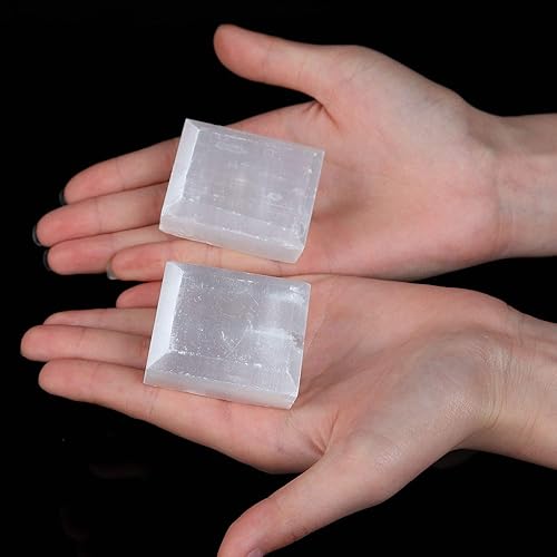 Miniatura 4 de JIC Gem 4 tiradores cuadrados blancos para gabinete, tiradores de piedra de cristal de selenita, grandes para cajones, armarios de cocina, armario