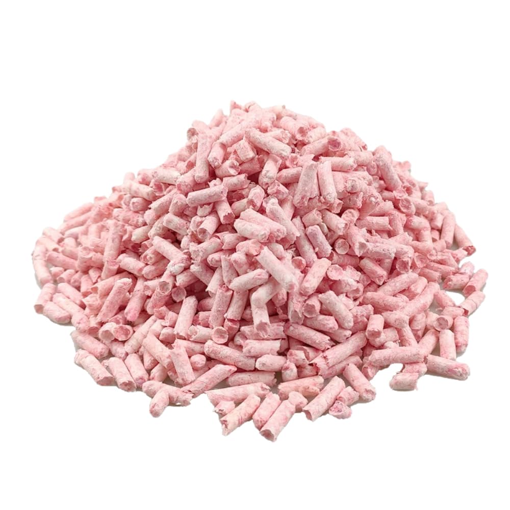 Lettiera per piccoli animali per criceti, 1 kg, assorbente e priva di polvere, per conigli, porcellini d'India, gerbilli e piccoli roditori, antiodore, igienica, confortevole, rosa