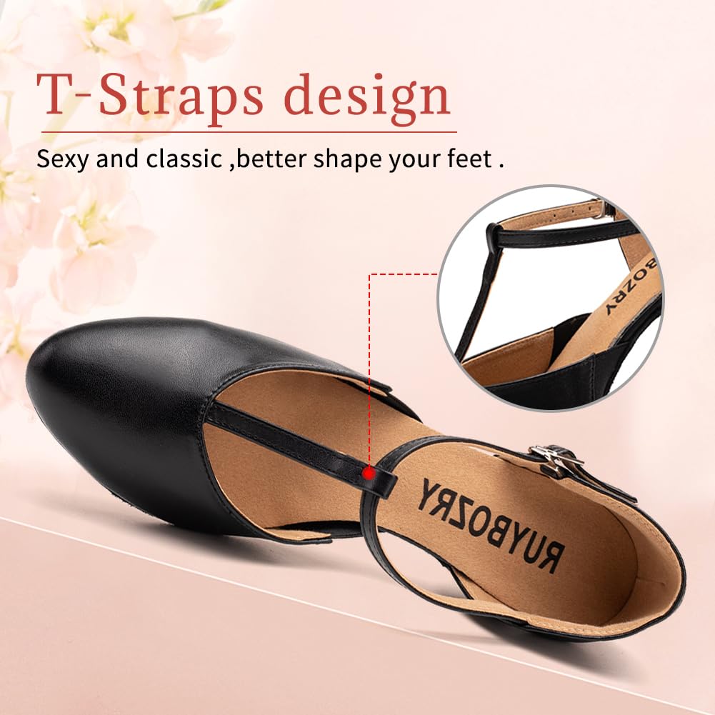 Zapatos de Baile Mujer Salsa y Bachata Cerrados Tango Zapatos de Baile Tango Profesional de Salon con Tacón de 6cm Suela de Ante
