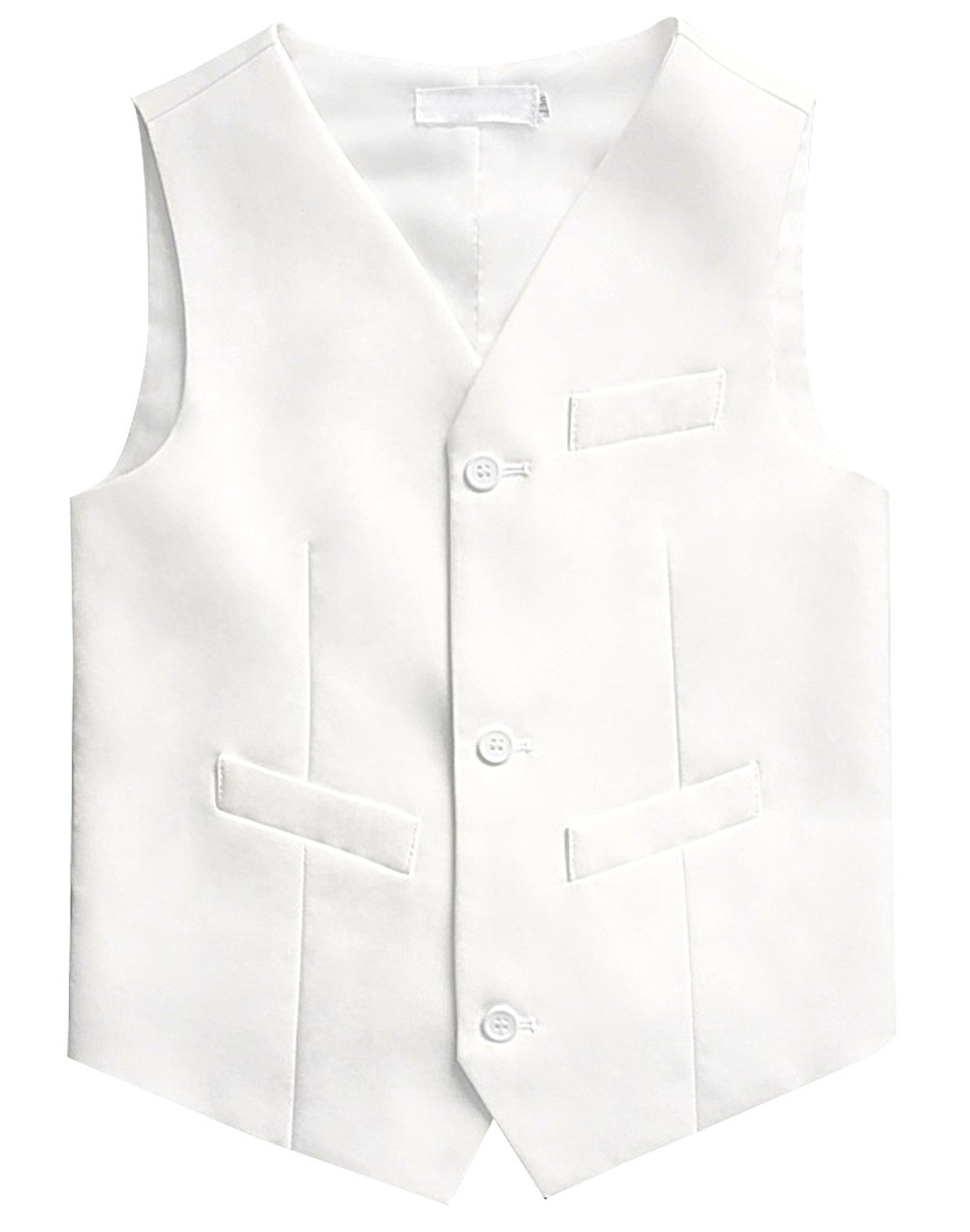 Gentleman Vêtements Habillé Gilet pour Enfant Garçon Petit Veston sans Manche Veste Costume d'honneur Mariage Cérémonie Déguisement Gilet Costume sans Manche 8-9 Ans Blanc